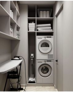 a washer and dryer in a small room