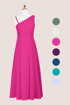 a dress on a mannequin with color swatches in front of the image