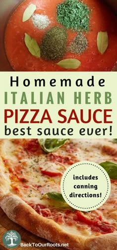 the cover of homemade italian herb pizza sauce