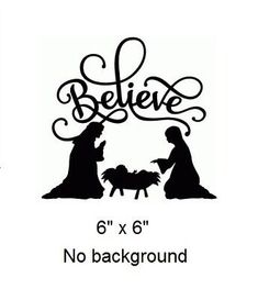 the silhouettes of jesus and mary are shown in black on a white background with text below