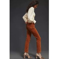 * Mother The Mid Rise Dazzler Ankle Corduroy Pants * "Monk's Robe" Wash, Which Is A Rust Brown Colored Corduory * 5 Pocket Style * Zipper Fly With Metal Logo Button * Mid Rise; Rise = 10.75 Inches * Inseam = 27.75 Inches * Made Of 93% Cotton, 6% Polyester, And 1% Elastane * Very Good Condition. From A Smoke-Free And Clean Home. Women's Size 29. Please Compare The Given Measurements To Those Of A Pair Of Jeans That Fit You Well. Measurements Taken With Jeans Lying Flat And Unstretched: Waistband: Brown Corduroy Pants, Brown Corduroy, Clean Home, Metal Logo, Corduroy Pants, Metallic Logo, Brown Color, Pant Jumpsuit, Mid Rise