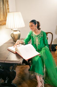 3 piece suit comes with matching pants, and dupatta. Shirt length: 45 inches The shirt and pants are made of pure raw silk and the dupatta is organza. This item includes the following handwork: aari, kora, and zardozi with pearls, sequins, and resham thread. This outfit including the sleeves is not see through. Orders cannot be changed or cancelled after 30 minutes of completion of the order. We do not offer returns or exchanges on this item. We cannot make any exceptions to this policy since th Silk Lawn Suit With Traditional Drape For Festive Occasions, Traditional Drape Silk Lawn Suit For Festive Occasions, Diwali Unstitched Dabka Raw Silk Suit, Unstitched Silk Kurta With Mirror Work, Raw Silk Lawn Suit With Mirror Work Straight Kurta, Tussar Silk Palazzo Set With Sheer Dupatta, Festive Unstitched Tussar Silk Palazzo Set, Unstitched Green Sharara With Naqshi Detailing, Anarkali Tissue Silk Palazzo Set With Dabka Work