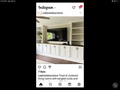 the instagram page on instagram shows an image of a kitchen with built in cabinets