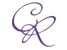 the letter g is made up of swirls and letters that appear to be in purple