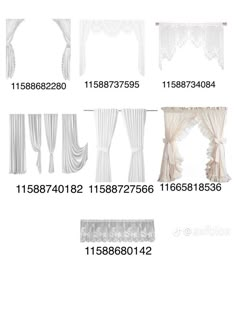 various types of drapes and curtains are shown in this diagram, with the numbers below them