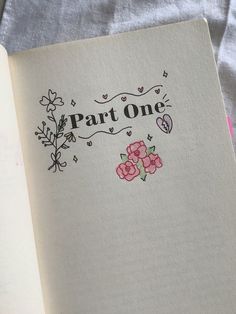 an open book with the title part one written on it