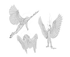 three different types of wings with one being an angel and the other is a demon