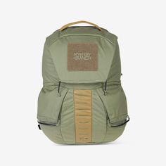 a green backpack with the words monster ranch on it's front and side panels