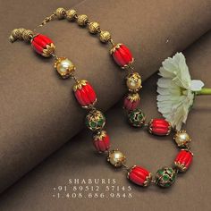 Coral Mala, Ruby Bangles, Jewelry Emerald, Artificial Jewelry, Beaded Necklace Designs, Necklace Indian, Indian Necklace, Jewelry Catalog, Silver Collection