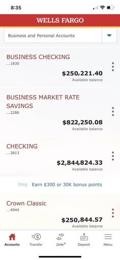 an iphone screenshot shows the pricing for wells - fargo's business and personal accounts