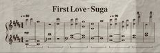 an old sheet music with the words first love suga