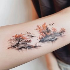 Radiant Korean Tattoo Art Set Korean Woman Tattoo, Korean Tattoos For Women, Color Tattoos For Women, Fall Leaves Tattoo, Baby Dragon Art, Korean Tattoo, Colour Tattoo For Women, Korean Tattoos, Different Tattoos