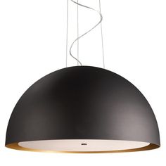 a black and white light hanging from a ceiling