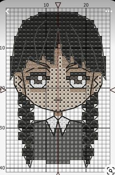 a cross stitch pattern with an image of a man's face in the center