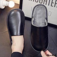 Olivia Mark - Soft and Warm House Slippers for Comfortable Living Cow Hide Shoes, Indoor Slippers, Comfortable Slippers, Home Slippers, Winter Slippers, Zipper Boots, Leather Slippers, House Slippers, Wedge Boots