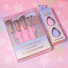 Get ready to achieve a flawless makeup look with this Frosted Snow Sparkle 7 PC Makeup Brush & Cleaning Mat Set. Each brush is carefully curated with high-quality synthetic bristles that are not only vegan and cruelty-free but also guarantee a smooth and even application. Whether you're a professional MUA or an aspiring makeup enthusiast, these brushes will help you create stunning looks effortlessly. This set also includes a brush cleaning mat to keep you brushes in pristine clean condition. Eye Shadow And Eyeliner, Snow Sparkle, Blend Makeup, Makeup Brush Cleaning Mat, Sparkle Makeup, Makeup Brush Cleaning, Perfume Photography, Sugar Lip Scrub, Hydrating Lip Balm