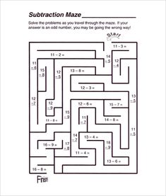 the subtraction maze worksheet for students to learn how to use it