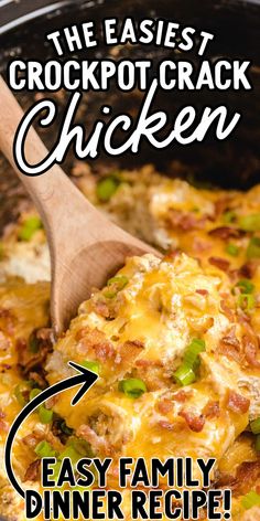 the easy crockpot cracker chicken recipe is ready to be served in the slow cooker