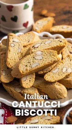 italian cantucci biscotti cookies on a plate