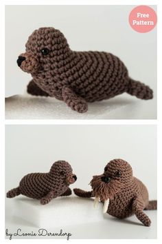 crocheted seal puppies sitting on top of each other with the caption free pattern