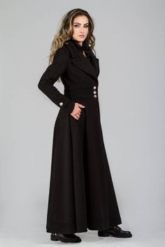 Victorian Coat, Wool Winter Coat, Long Overcoat, Long Winter Coats, Cashmere Fabric, Military Coat, Maxi Coat, Victorian Clothing, Wool Winter