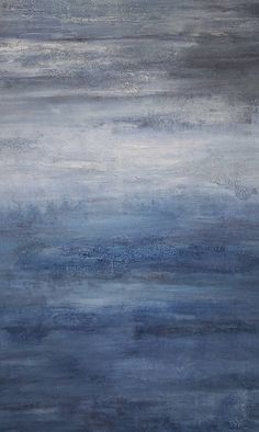 an abstract painting with blue and grey tones