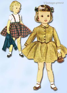 1950s Original Vintage Simplicity Sewing Pattern 3992 Toddler Girls Suit Size 2 #Simplicity Vintage 1950s Dresses Parties, Girls Clothes Sewing, Vintage Girls Clothes, Toddler Patterns, Suit Pattern, Vintage 1950s Dresses, Toddler Girl Style, Childrens Clothing, Top Sewing Pattern