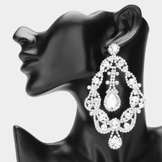 Big Cluster Teardrop Style Paved Rhinestone Statement Chandelier Earrings Measures: 4.25" X 2.5" Post Backing Evening / Formal Jewelry S 35188 E Oval Chandelier, Statement Chandelier, Formal Jewelry, Rhinestone Statement Necklace, Gold Topaz, Earrings Big, Bangle Ring, Big Diamond, Sparkle Jewelry