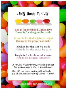 jelly bean prayer card with colorful candies