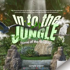 an advertisement for the wildlife book in to the jungle home of the wild life by sample poster