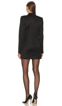 Find L'ACADEMIE Parker Mini Dress on Editorialist. L'Academie Parker Mini Dress in Black. - size M (also in S) L'Academie Parker Mini Dress in Black. - size M (also in S) Self: 73% acetate 25% nylon 2% elastane Lining: 55% polyester 45% rayon. Made in China. Dry clean only. Fully lined. Double breasted button closure. Padded shoulders with button cuffs. 4-pocket styling. LCDE-WD830. LAD836 H23. L'Academie has mastered the art of elegant, sophisticated dressing with chic and polished pieces compl Fitted Knee-length Blazer Dress For Cocktail, Tailored Knee-length Mini Dress For Party, Tailored Knee-length Party Mini Dress, Fitted Mini Blazer Dress For Cocktail, Tailored Black Mini Dress For Formal Occasions, Black Tailored Mini Dress For Formal Occasions, Tailored Mini Dress For Night Out In Fall, Fitted Mini Blazer Dress For Business, Black Cocktail Blazer Dress