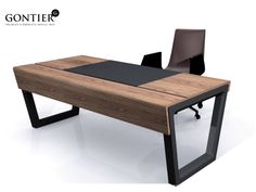 #desk #homeoffice #teletravail #connected #designdesk #woodfurniture Industrial Office Furniture, Large Office Desk, Office Table Design, Office Furniture Design, Elegant Furniture, Household Furniture, Steel Furniture, Office Table