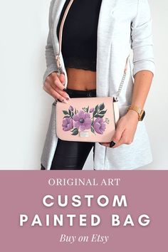 Custom painted bag, handpainted bags, pink crossbody handbag, purple poppies,chain strap, handpainted fashion, acrylic painting, faux leather, handmade bag, handmade purse, handmade handbag, floral painting, botanical illustration, floral design, floral pattern, poppy illustration, handbag flowers, birthday gift ideas for her, christmas gift for her, christmas gift for mom, plant lover, unique gift, original art, handdrawn, bespoke, luxury bag, dolce and gabbana bag, mini handbag, wearable art Poppy Illustration, Painted Handbag, Purple Poppies, Handpainted Bags, Handmade Handbag, Flowers Birthday, Handmade Purse, Painted Bags, Bags Pink