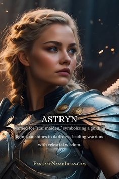 Astryn: Named for “star maiden,” symbolizing a guiding light that shines in darkness, leading warriors with celestial wisdom. Star Maiden, Exotic Baby Names, Fantasy Character Names, Warrior Names, Shadow Wolf, Traditional Baby Names, Unusual Baby Names, Warrior Spirit, Guiding Light