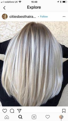 cool blonde highlights for grey hair pictures - Yahoo Image Search Results Silver Hair Highlights, Grey Blonde Hair, Hair Color Blonde, Silver Blonde Hair, Hair Highlights And Lowlights, Gorgeous Gray Hair, Perfect Hair Color, Silver Hair Color