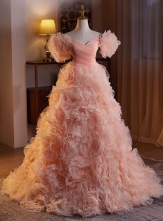 a dress on display in front of a window