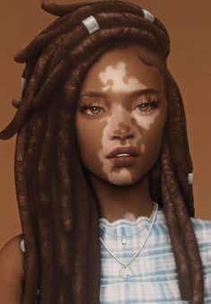 a digital painting of a woman with dreadlocks