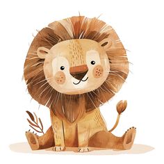 a watercolor drawing of a lion sitting down