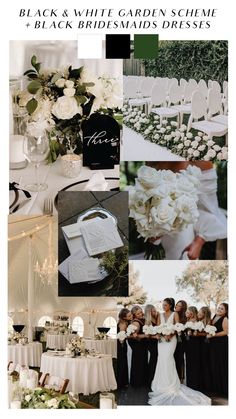 black and white garden scheme for bridesmaids