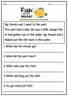 worksheet for reading the fish and the water