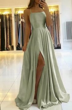 Sage Green Prom Dress, 파티 드레스, Spaghetti Strap Prom Dress, Cute Prom Dresses, Pretty Prom Dresses, Green Prom Dress, Grad Dresses, Evening Party Dress, Long Prom Dress