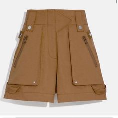 Brand New Never Worn, But Tags Have Been Removed Originally $350 And Sold Out On The Website Super Cute Feel Free To Send Me An Offer! I Will Ship Out Same Or Next Day Of Purchase! :-) Leather Bucket Hat, Leather Trend, Utility Shorts, Light Brown Color, Pocket Shorts, Leather Duffle, Shorts For Women, Shorts With Pockets, Workout Shorts