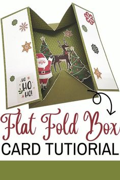 an origami christmas card and envelope with the text flat fold box card tutorial