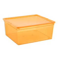 a yellow plastic storage box on a white background