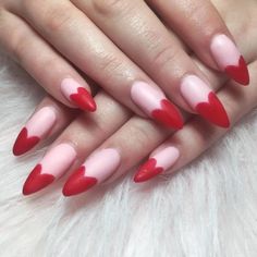 Valentine's Day Nails Get Creative With Red Nail Designs Amelia Infore French Nails Ideas, Heart Tip Nails, Matte Pink Nails, Valentine Nail Art, Indigo Nails, Shaped Nails, Nail Designs Valentines