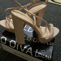 Very Sexy Nude Sandals. Brand New And Never Worn. Wild Diva Wild Diva Shoes, Platform Shoes Heels, Black Platform Shoes, Nude Sandals, Black Platform Heels, Chunky Sandals, Rhinestone Heels, Strappy Wedges, Platform Slippers