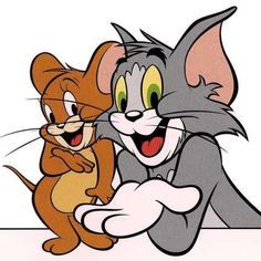 two cartoon mouses hugging each other with their mouths open