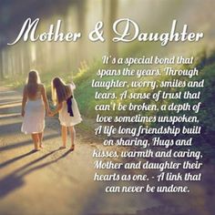 two girls walking down a road holding hands with the words mother and daughter on it