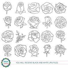 the different types of roses that you will receive from each flower in this coloring page