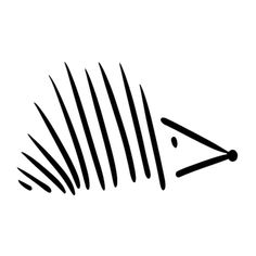 an animal that is drawn in the shape of a hedgehog, with long black lines on